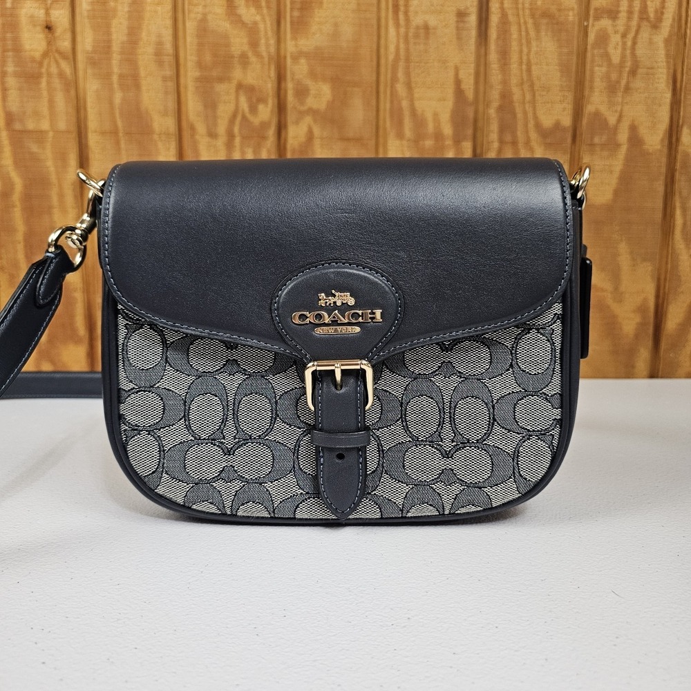 Coach Amelia Saddle Bag In Signature Jacquard Midnight Navy Cu998 Crossbody - Picture 5 of 13